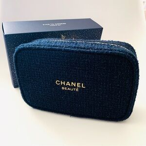 🆕 Chanel Beauté Midnight Blue Tweed Pouch Holiday 2025 Authentic offer welcome✨